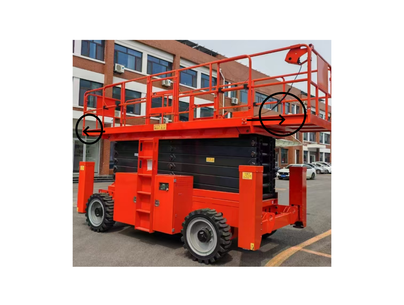 Bi-directional Extension Platform of rough terrain scissor lift